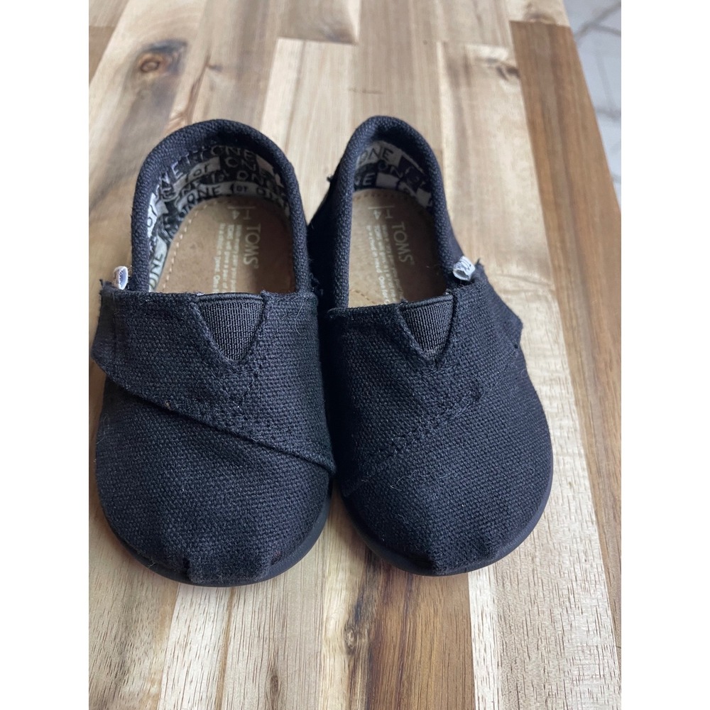TOMS Toddler Classic Alpargata Black Canvas Slip On Shoes Size T4 - Picture 2 of 8